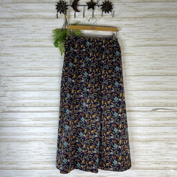 Niko and… Navy Blue Floral Satin Feel Maxi Skirt - Picture 1 of 4